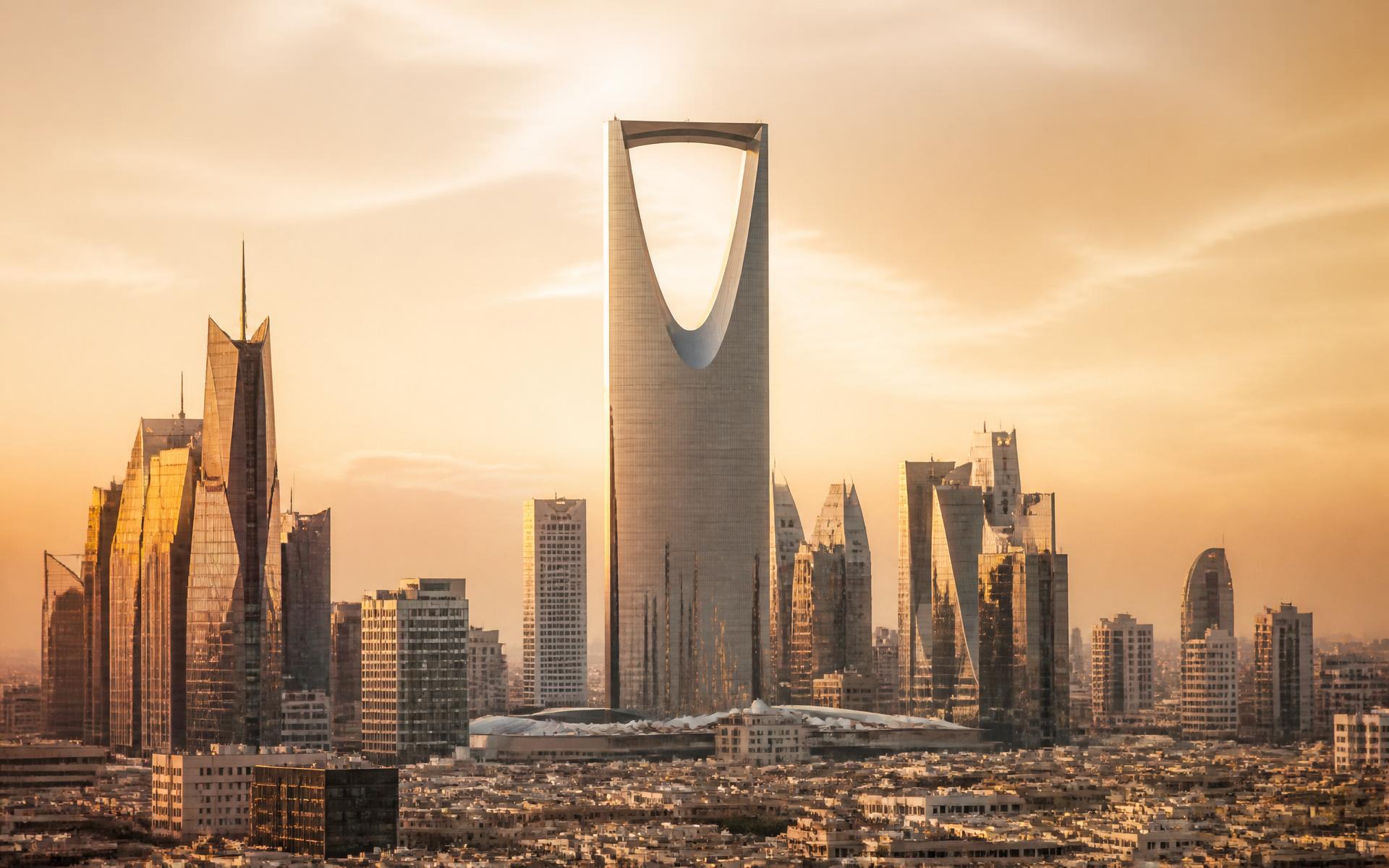 Riyadh skyline at golden hour